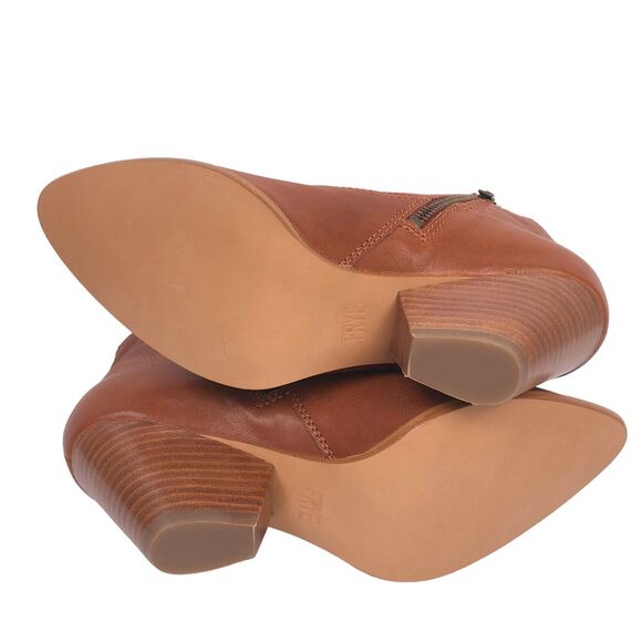 Frye Reina Bootie Leather Ankle Boots 6.5 Western Cognac Brown New Minor Defects - Picture 5 of 9